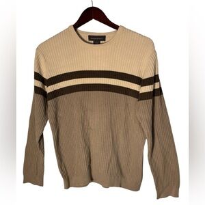 Banana Republic Cream Block Ribbed Knit Crewneck Striped Sweater szM Y2K Vintage